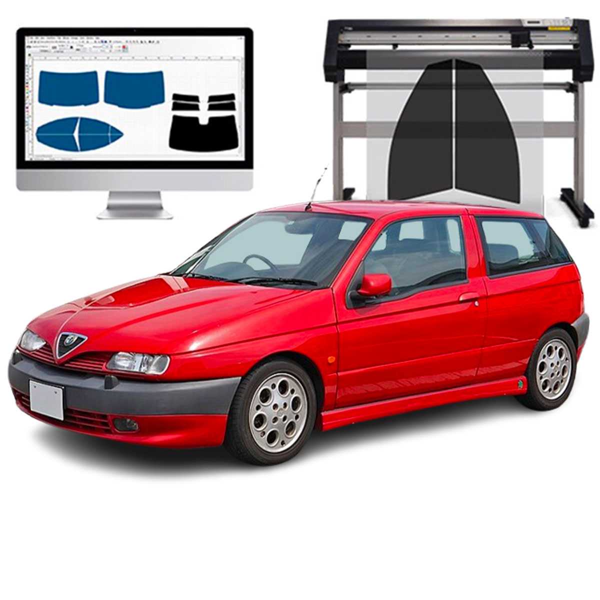 Alfa Romeo 145 3P dal 1995 al 2002 Pellicole Oscuranti Vetri Pre-Tagliate Vetri Neri per Auto Oscuramento vetri in Italia