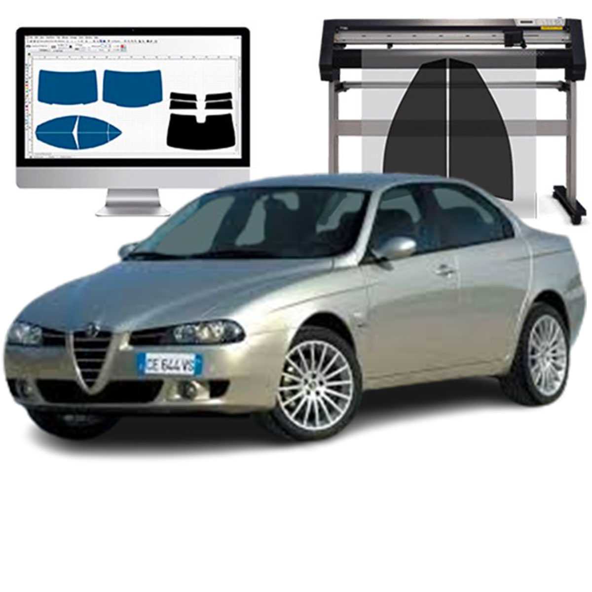 Alfa Romeo 156 Berlina dal 1997 al 2006 Pellicole Oscuranti Vetri Pre-Tagliate Vetri Neri per Auto Oscuramento vetri in Italia