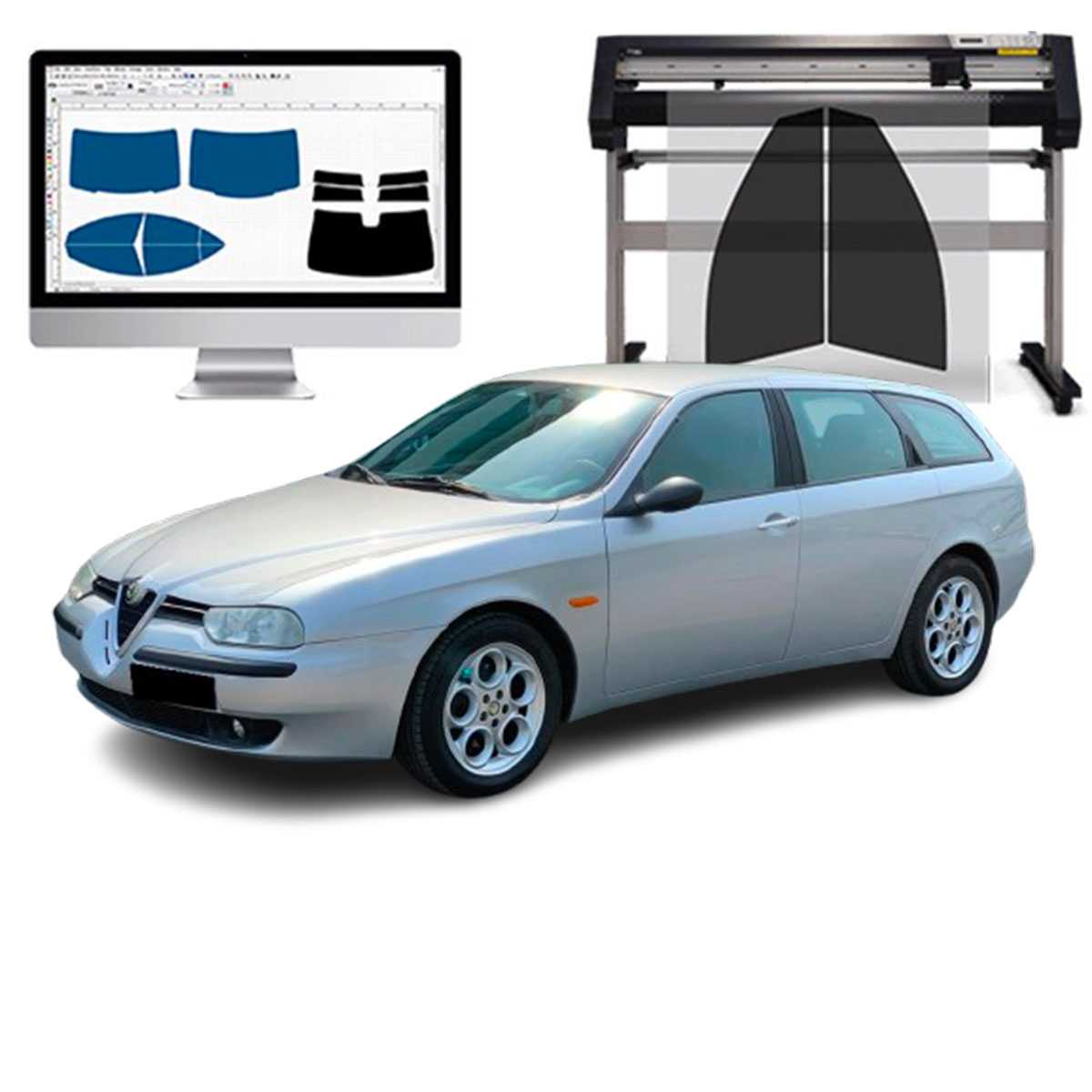 Alfa Romeo 156 Sw 1997 al 2006 Pellicole Oscuranti Vetri Pre-Tagliate Vetri Neri per Auto Oscuramento vetri in Italia