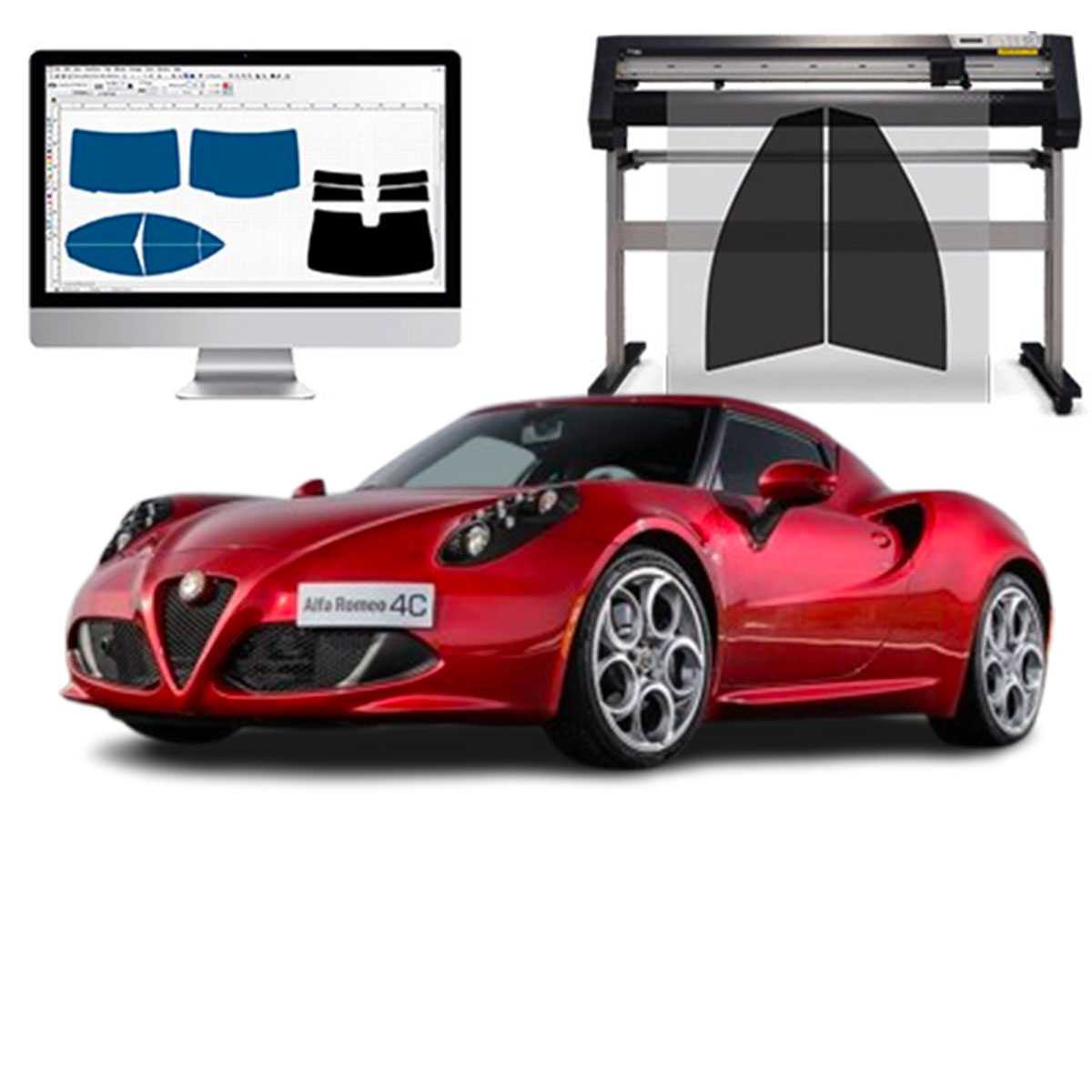 Alfa Romeo 4C dal 2013 al 2017 Pellicole Oscuranti Vetri Pre-Tagliate Vetri Neri per Auto Oscuramento vetri in Italia