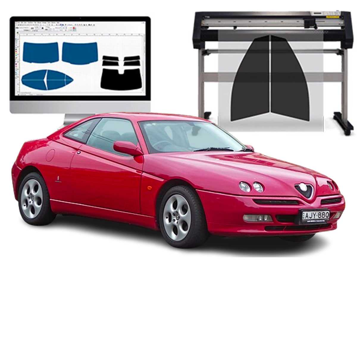 Alfa Romeo GTV dal 1996 al 2004 Pellicole Oscuranti Vetri Pre-Tagliate Vetri Neri per Auto Oscuramento vetri in Italia