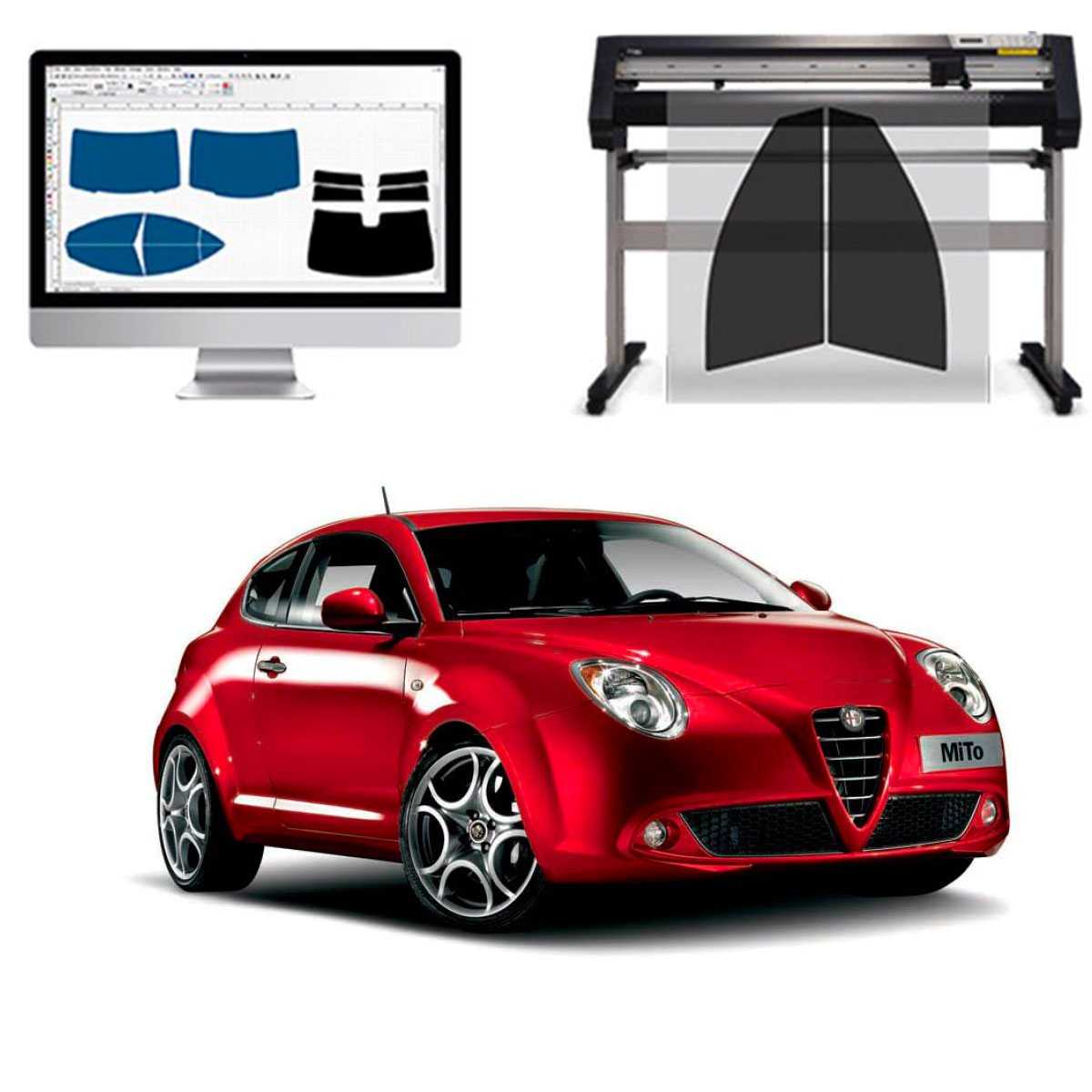 Alfa Romeo Mito 2009 al 2017 Pellicole Oscuranti Vetri Pre-Tagliate Vetri Neri per Auto Oscuramento vetri in Italia