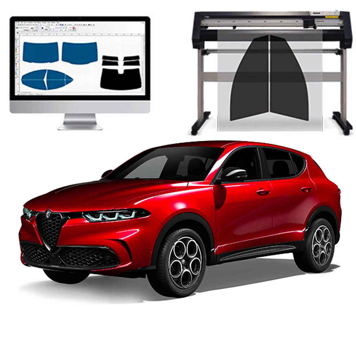 Alfa Romeo Tonale dal 2022 ad OGGI Pellicole Oscuranti Vetri Pre-Tagliate Vetri Neri per Auto Oscuramento vetri in Italia