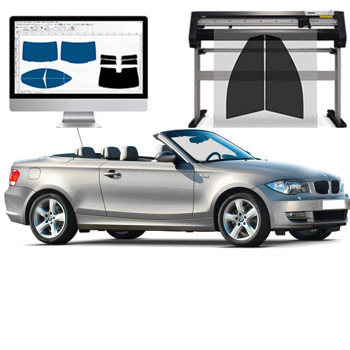 Bmw Serie 1 Cabrio dal 2008 al 2015 Pellicole Oscuranti Vetri Pre-Tagliate Vetri Neri per Auto Oscuramento vetri in Italia