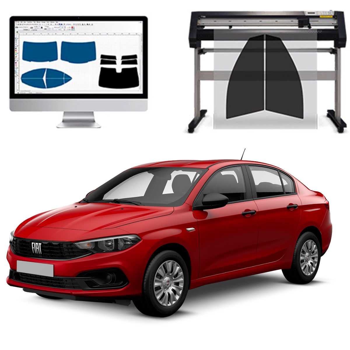Fiat Tipo Berlina dal 2016 ad OGGI Pellicole Oscuranti Vetri Pre-Tagliate Vetri Neri per Auto Oscuramento vetri in Italia