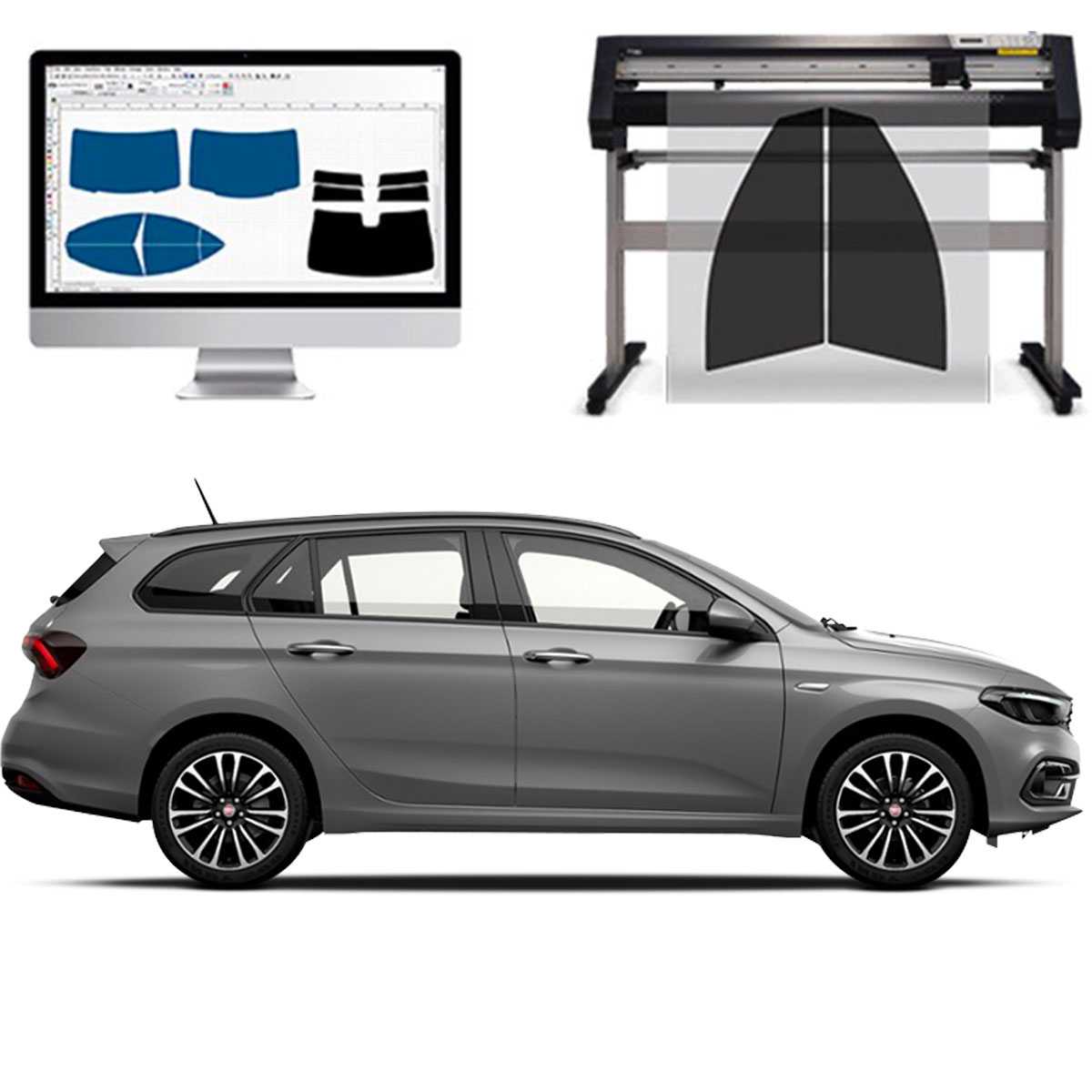 Fiat Tipo Sw 5P dal 2016 ad OGGI Pellicole Oscuranti Vetri Pre-Tagliate Vetri Neri per Auto Oscuramento vetri in Italia
