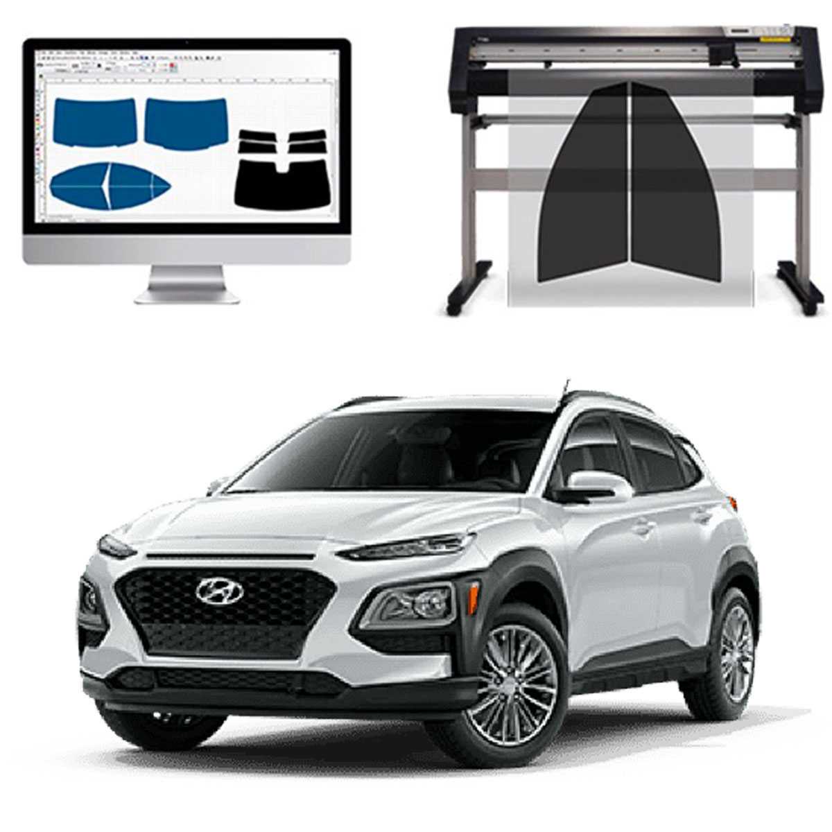 Hyundai Kona dal 2017 ad OGGI Pellicole Oscuranti Vetri Pre-Tagliate Vetri Neri per Auto Oscuramento vetri in Italia