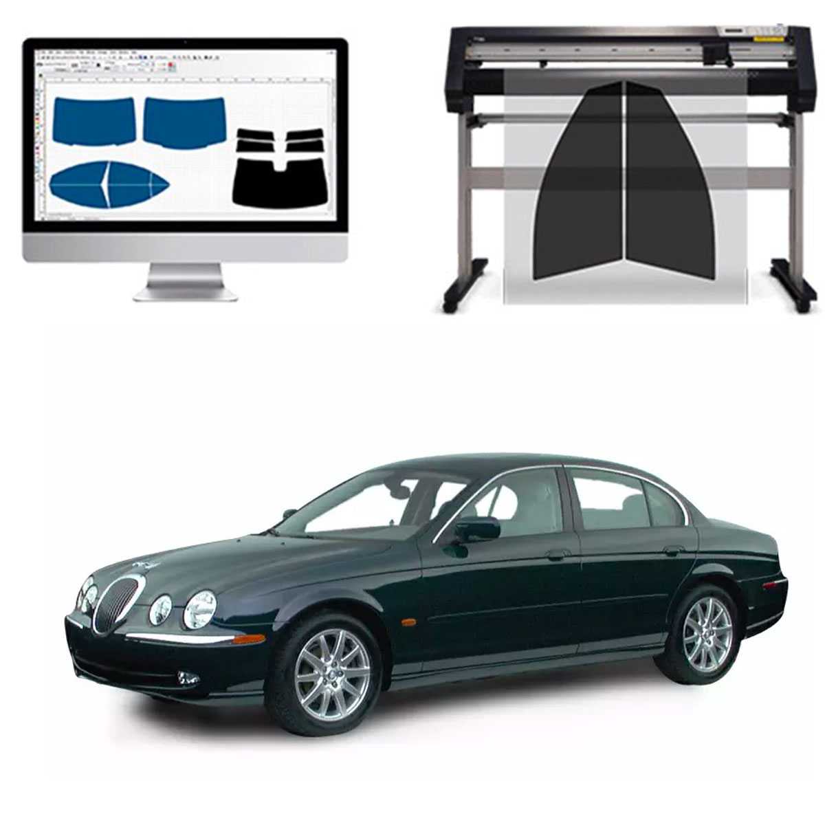 Jaguar S Type dal 2000 al 2008 Pellicole Oscuranti Vetri Pre-Tagliate Vetri Neri per Auto Oscuramento vetri in Italia
