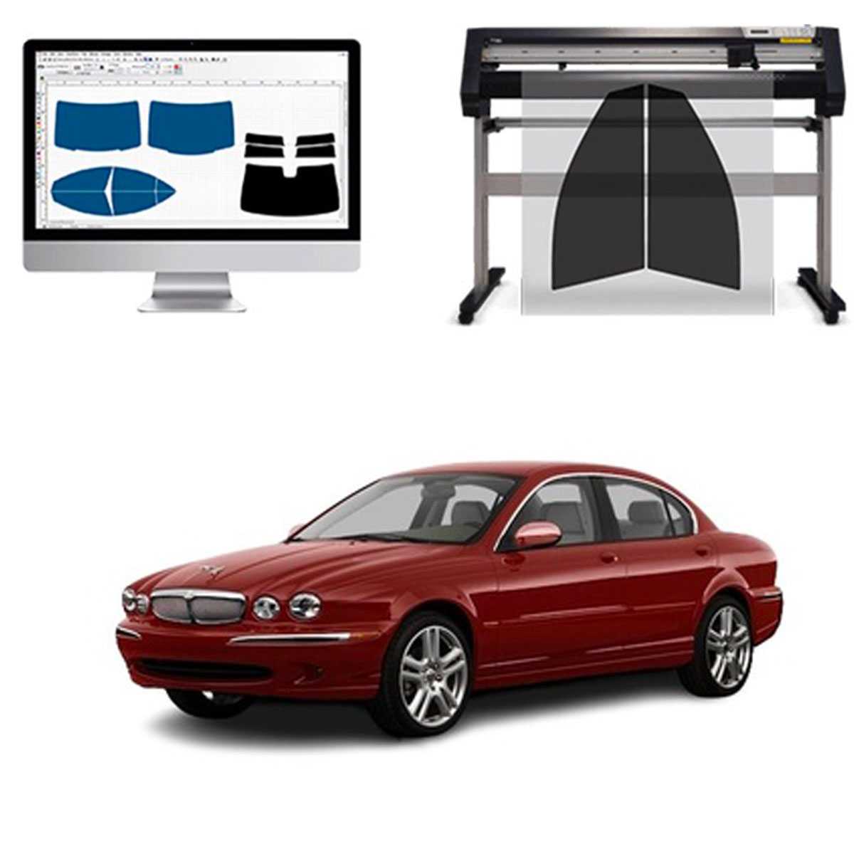 Jaguar X Type dal 2002 al 2008 Pellicole Oscuranti Vetri Pre-Tagliate Vetri Neri per Auto Oscuramento vetri in Italia