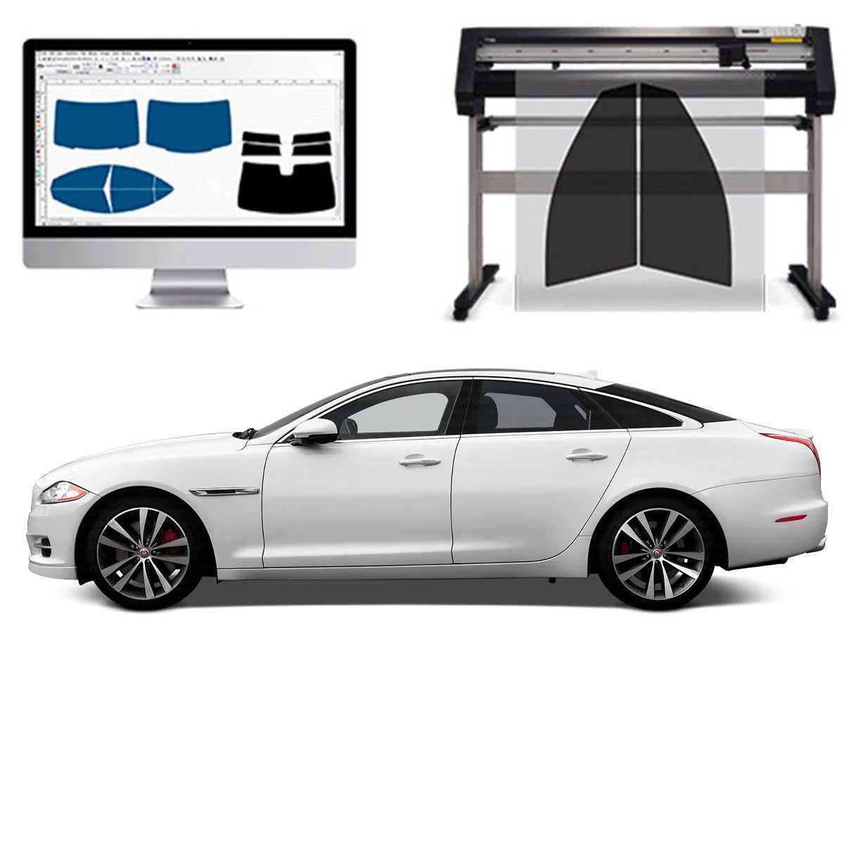 Jaguar XJ Berlina dal 2010 al 2016 Pellicole Oscuranti Vetri Pre-Tagliate Vetri Neri per Auto Oscuramento vetri in Italia
