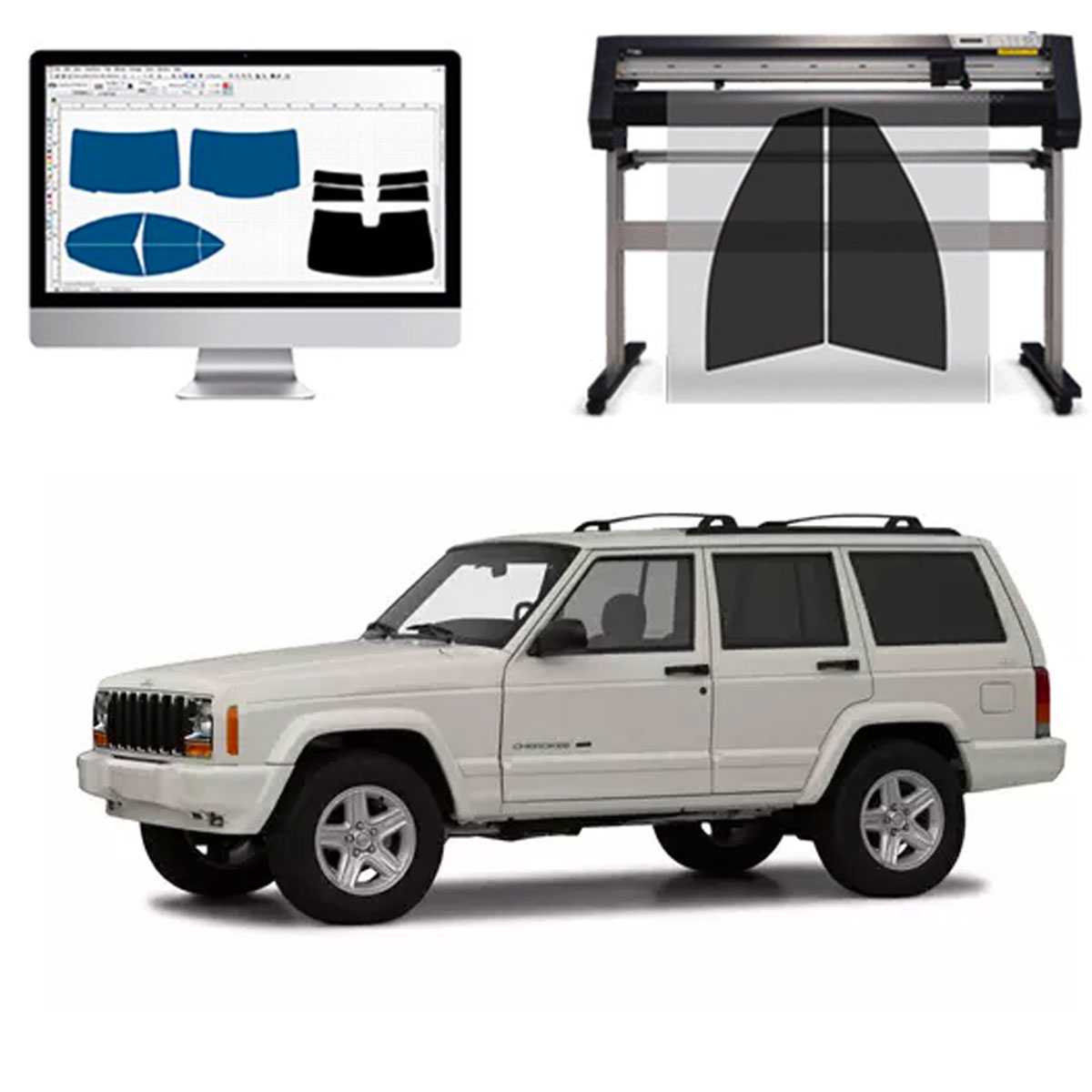 Jeep Cherokee dal 2001 al 2003 Pellicole Oscuranti Vetri Pre-Tagliate Vetri Neri per Auto Oscuramento vetri in Italia