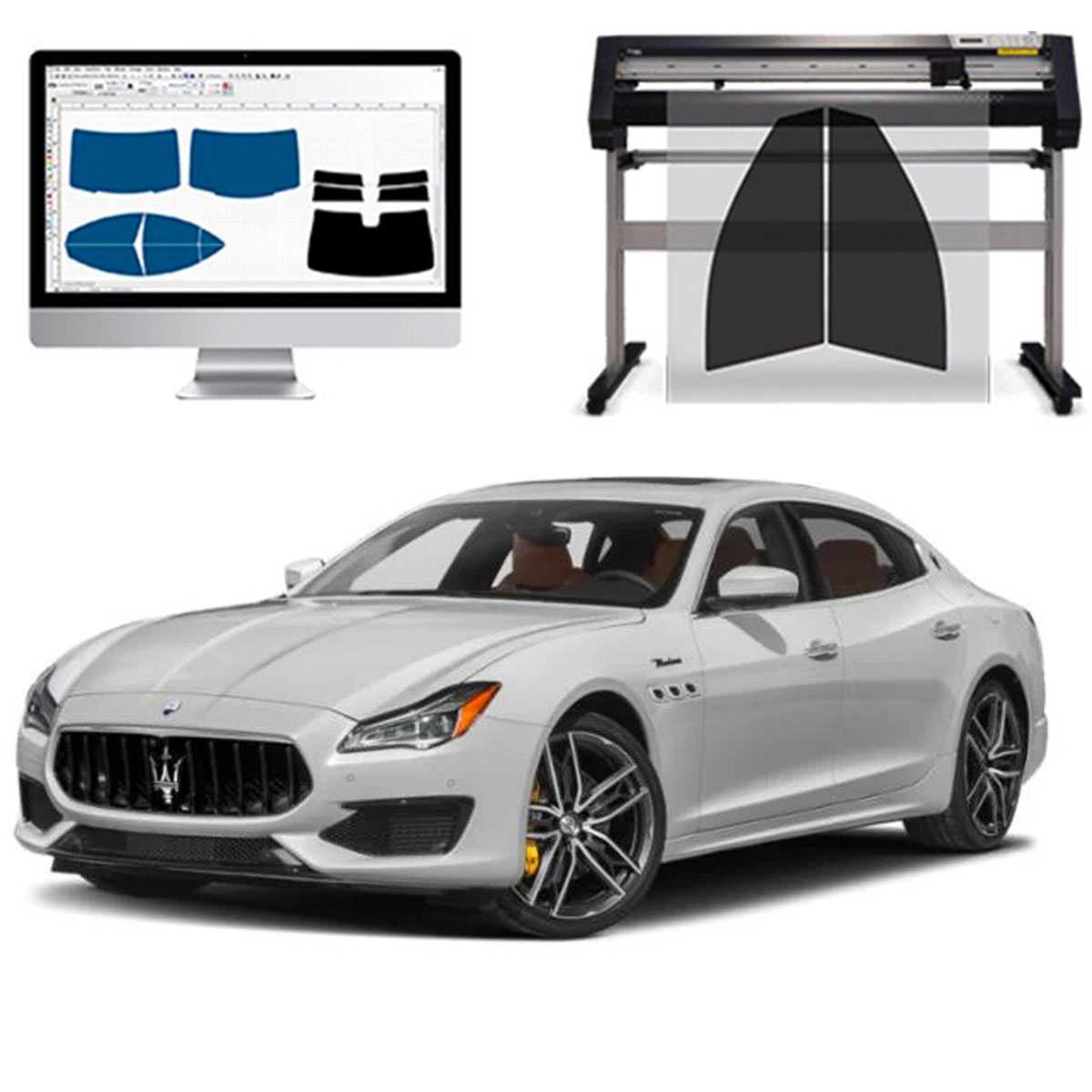 Maserati QuattroPorte dal 2021 al 2023 Pellicole Oscuranti Vetri Pre-Tagliate Vetri Neri per Auto Oscuramento vetri in Italia