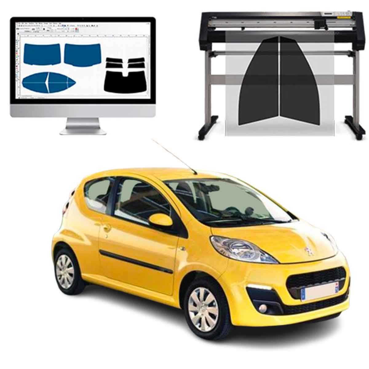 Peugeot 107 3P dal 2004 al 2009 Pellicole Oscuranti Vetri Pre-Tagliate Vetri Neri per Auto Oscuramento vetri in Italia