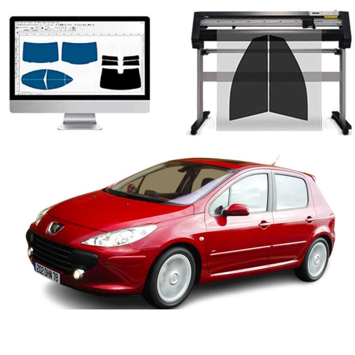 Peugeot 307 5P dal 2001 al 2006 Pellicole Oscuranti Vetri Pre-Tagliate Vetri Neri per Auto Oscuramento vetri in Italia