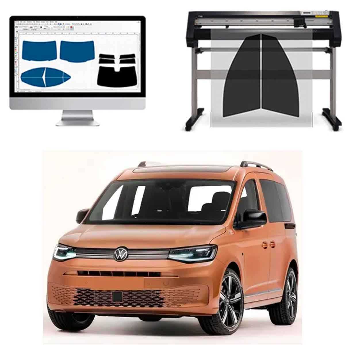 VolksWagen Caddy dal 2021 ad OGGI Pellicole Oscuranti Vetri Pre-Tagliate Vetri Neri per Auto Oscuramento vetri in Italia