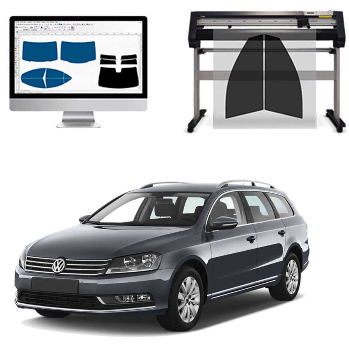 Volkswagen Passat Variant dal 2011 al 2014 Pellicole Oscuranti Vetri Pre-Tagliate Vetri Neri per Auto Oscuramento vetri in Italia
